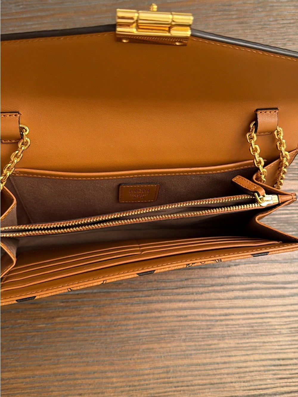 MCM Cognac Visetos Monogram Crossbody with Gold Chain - Picture 2 of 3